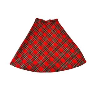Vintage 70s Sears Plaid Skirt Women's A-Line Mod Red Black Preppy Academia  Sz S